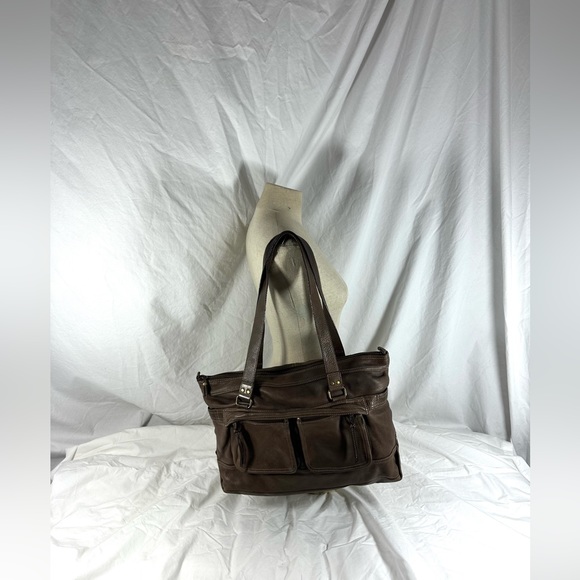 Genuine vintage FOSSIL large brown leather tote bag - Picture 2 of 15